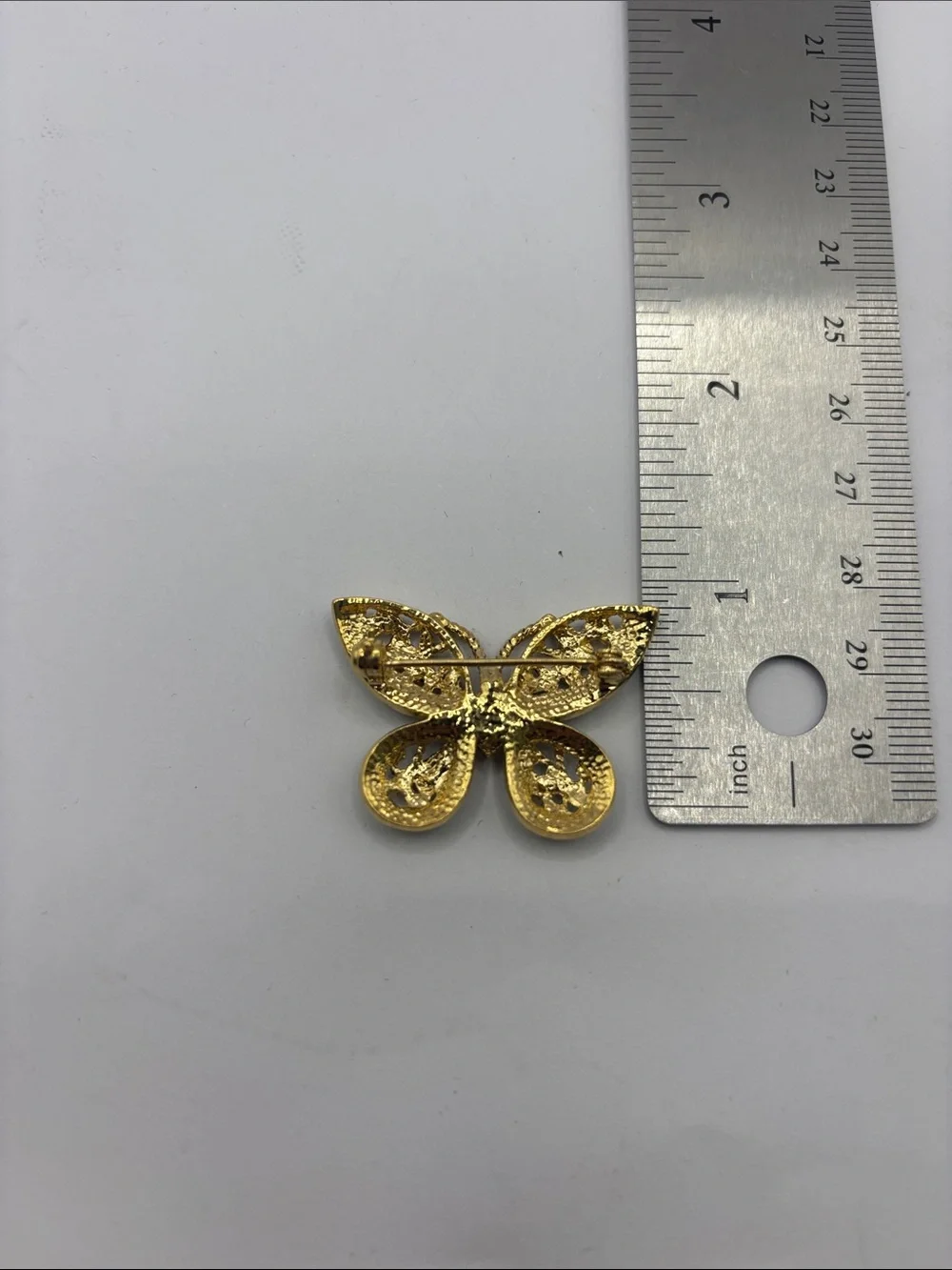 1928 Gold-Tone Butterfly Brooch with Green Crystals
